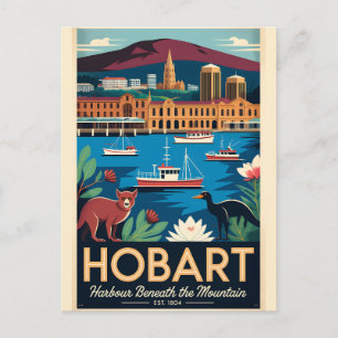 Carte Postale Art de l'affiche rétro de voyage à Hobart en Austr
