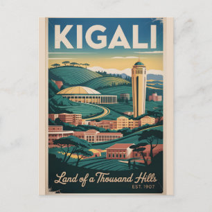 Carte Postale Art de l'affiche rétro de voyage à Kigali Rwanda