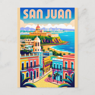 Carte Postale Art de l'affiche rétro de voyage à San Juan Porto