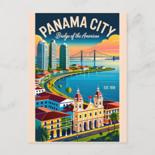 Carte Postale Art de l'affiche rétro de voyage de Panama City