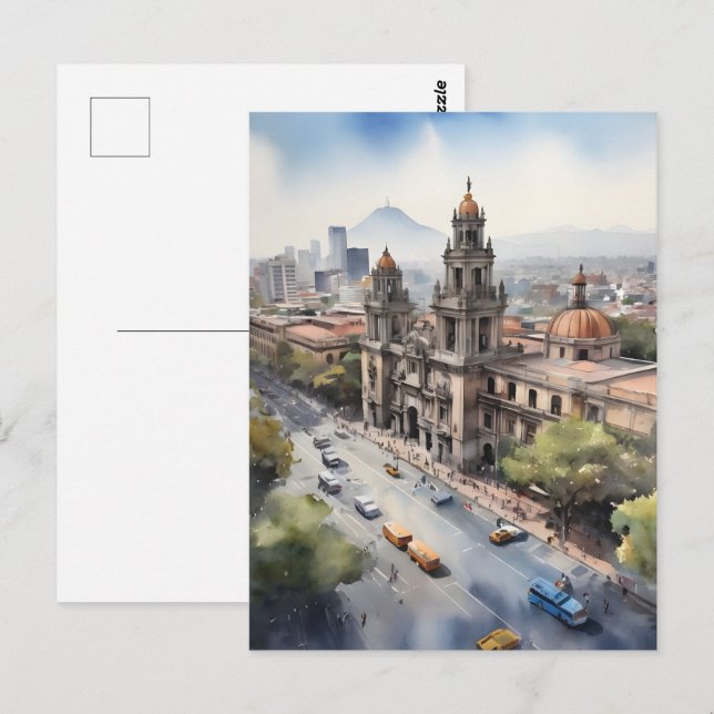 Carte Postale Art de l'aquarelle au Mexique (Devant / Derrière)