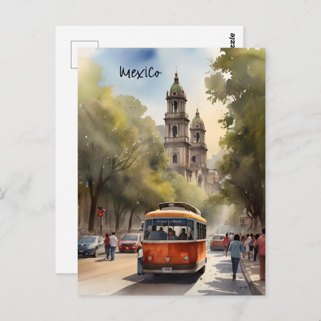 Carte Postale Art de l'aquarelle au Mexique (Devant / Derrière)