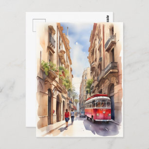 Carte Postale Art de l'aquarelle de Barcelone