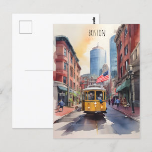 Carte Postale Art de l'aquarelle de Boston