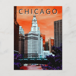 Carte Postale Art de l'aquarelle de Chicago LT Wind City