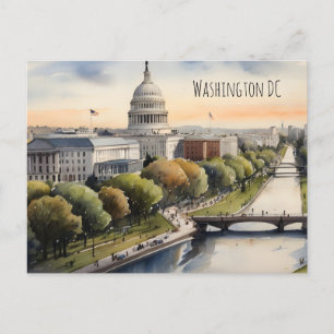 Carte Postale Art de l'aquarelle Washington DC
