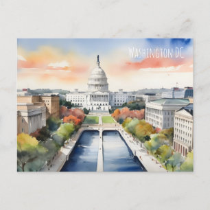 Carte Postale Art de l'aquarelle Washington DC