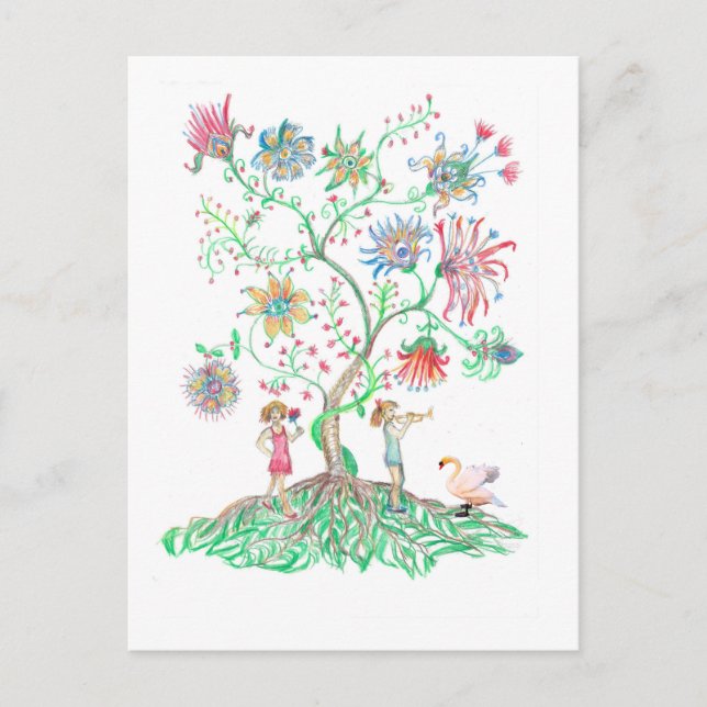 Carte Postale art de l'arbre fleuri (Devant)