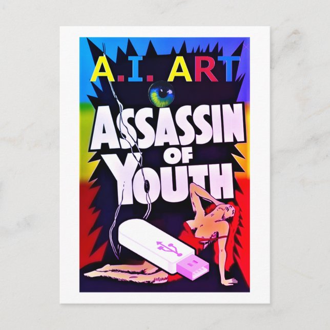 Carte Postale Art de l'I.A. - Assassin de la jeunesse (Devant)