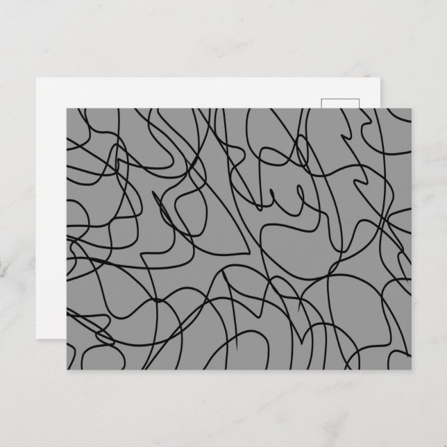 Carte Postale Art de ligne : Noir sur gris (Devant / Derrière)