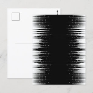 Carte Postale Art de lignes en cercles hypnotiques noir et blanc