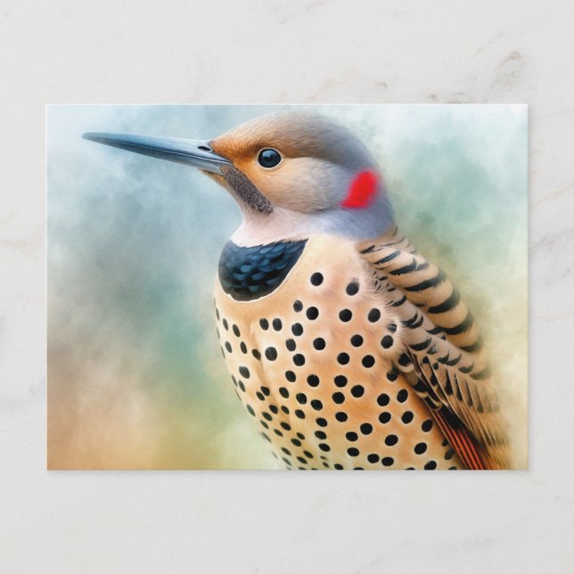 Carte Postale Art de l'oiseau pic flamboyant (Devant)