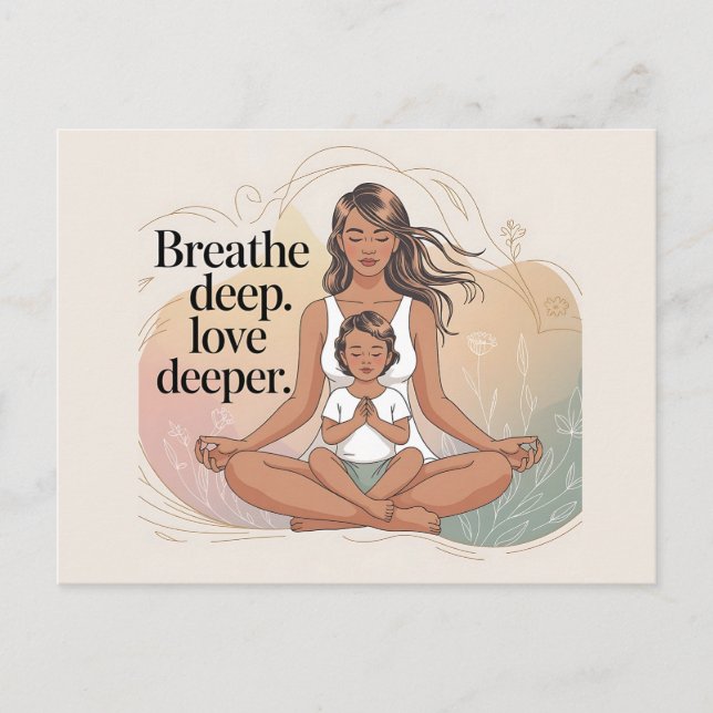 Carte Postale Art de méditation pleine conscience mère-enfant (Devant)