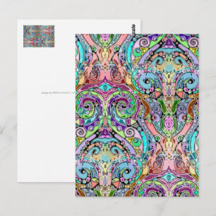 Carte Postale Art de motif peint à la main et numériquement 10