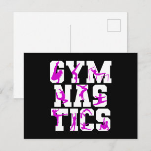 Carte Postale Art de mots en silhouette violette de gymnastique