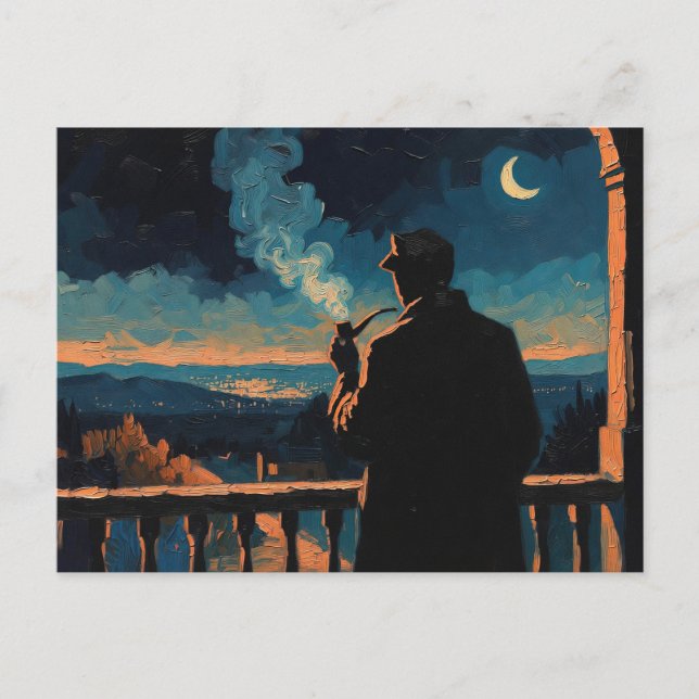 Carte Postale Art de Pipe (Nuit #3) peinture à l'huile (Devant)