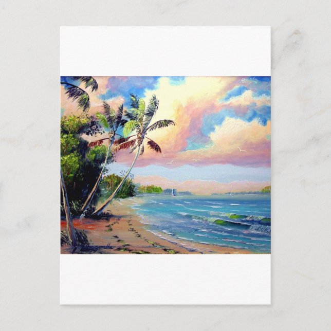 Carte Postale Art de Plage Tropical (Devant)
