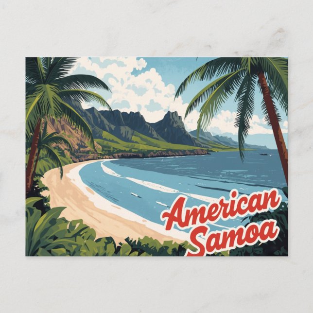 Carte Postale Art de plage tropical des Samoa américaines (Devant)