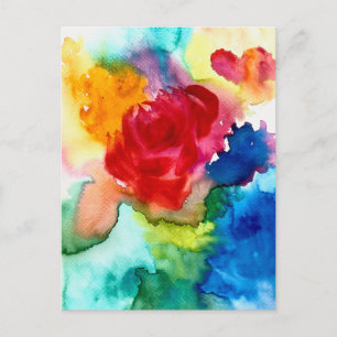 Carte Postale Art de rose abstraite magnifique à l'aquarelle