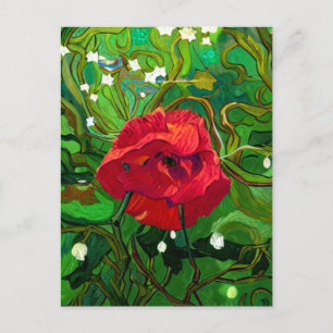 CARTE POSTALE ART DE ROSE ROUGE