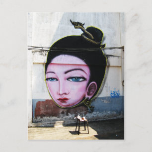 Carte Postale Art de rue Lady Lao Graffiti