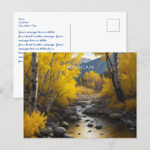 Carte Postale Art de ruisseau du Colorado et arbres trembles, no