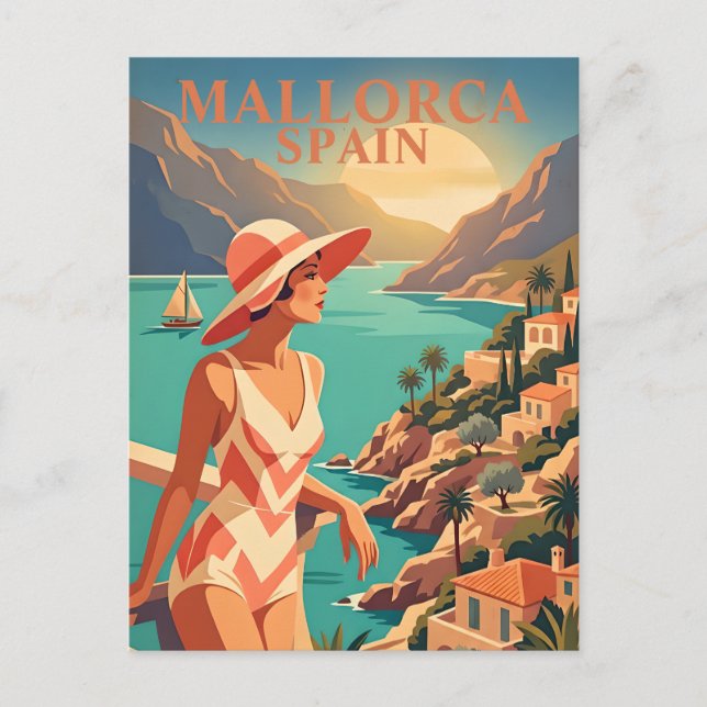 Carte Postale Art de souvenir moderne de Majorque Côte espagnole (Devant)