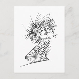 Carte Postale Art de tatouage tribal abstrait noir et blanc flui