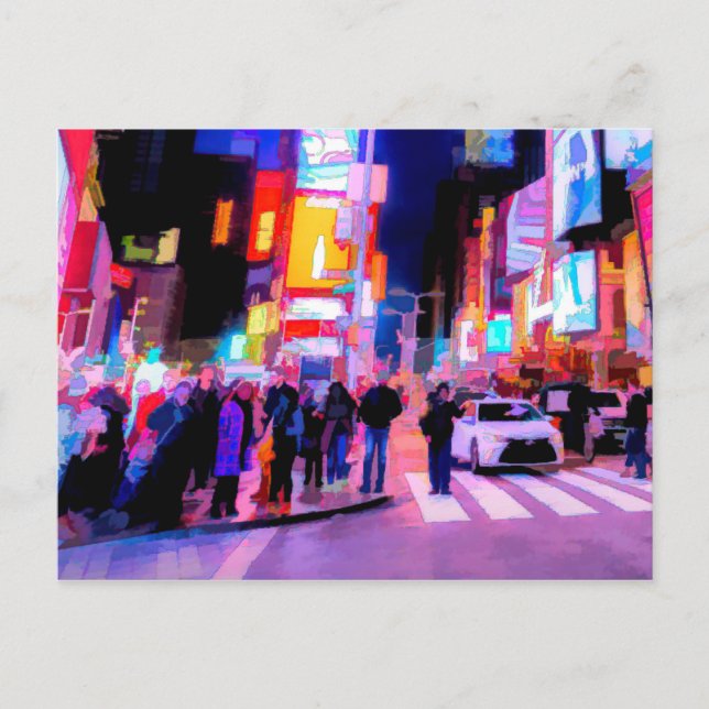 Carte Postale Art de Times Square la nuit (Devant)