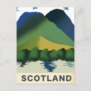 Carte Postale Art de vacances rétro en Écosse