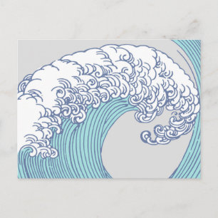 Carte Postale Art de vague de surf Ukiyo-e japonais vintage de l