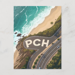 Carte Postale Art de voyage aérien de la Pacific Coast Highway