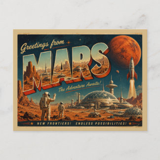 Carte Postale Art de voyage de colonie spatiale vintage