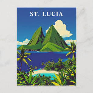 Carte Postale Art de voyage de l'île caraïbe de Sainte-Lucie