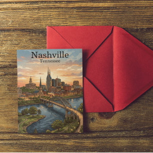 Carte Postale Art de voyage de Nashville Tennessee vintage ciel