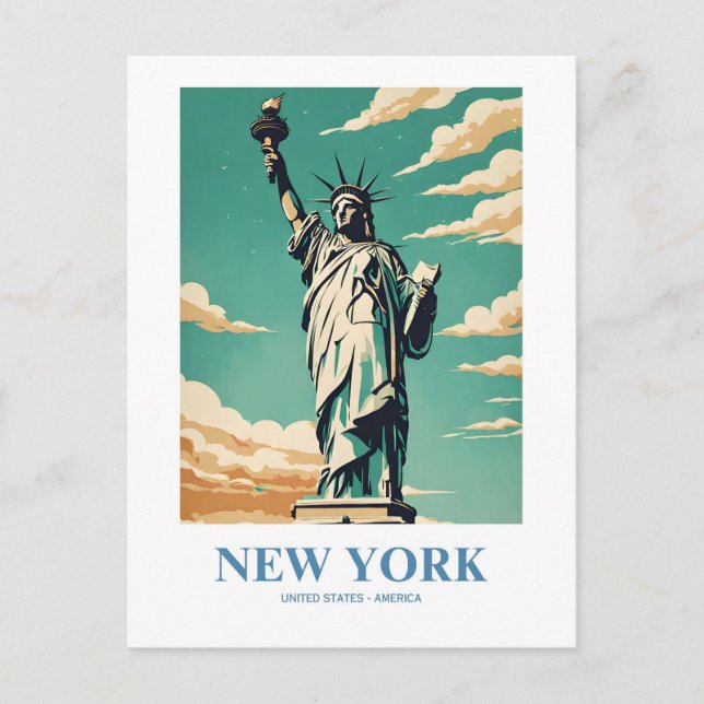 Carte Postale Art de voyage nostalgique de New York (Devant)