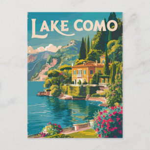 Carte Postale Art de voyage peintre du lac de Côme Vintage