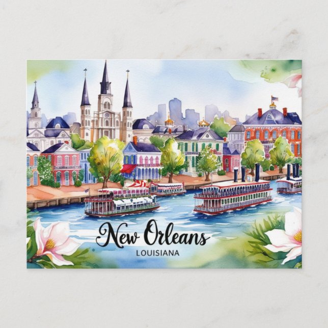 Carte Postale Art de voyage personnalisé à la Nouvelle-Orléans L (Devant)