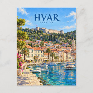 Carte Postale Art de voyage pictural de Hvar