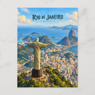 Carte Postale Art de voyage pictural de Rio de Janeiro