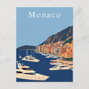 Carte Postale Art de voyage rétro à Monaco