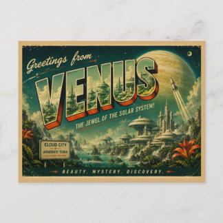 Carte Postale Art de voyage spatial lunaire gelé vintage