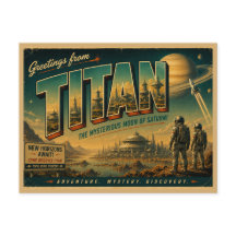 Art de voyage spatial vintage de Saturne et de la