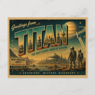 Carte Postale Art de voyage spatial vintage de Saturne et de la 