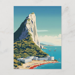 Carte Postale Art de voyage sur le Rocher de Gibraltar