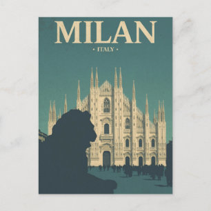 Carte Postale Art de voyage vintage de la cathédrale de Milan