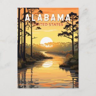 Carte Postale Art de voyage vintage de l'Alabama