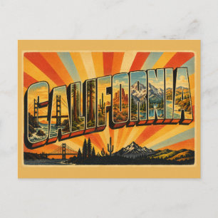 Carte Postale Art de voyage vintage de l'État de Californie