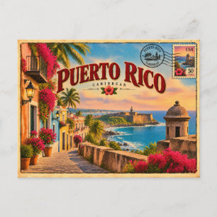 Carte Postale Art de voyage vintage de Porto Rico