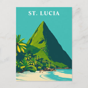 Carte Postale Art de voyage vintage des Caraïbes Sainte-Lucie